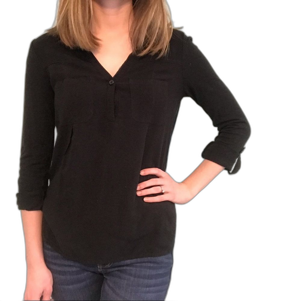 Merona Black 3/4 Sleeve Blouse size XS
